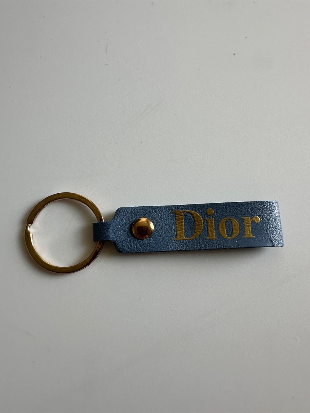 ๐ Blue Leather Keyring with Gold Hardware - Men Accessories